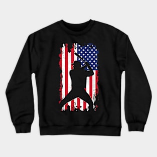 Baseball Lover American Flag Gift Crewneck Sweatshirt